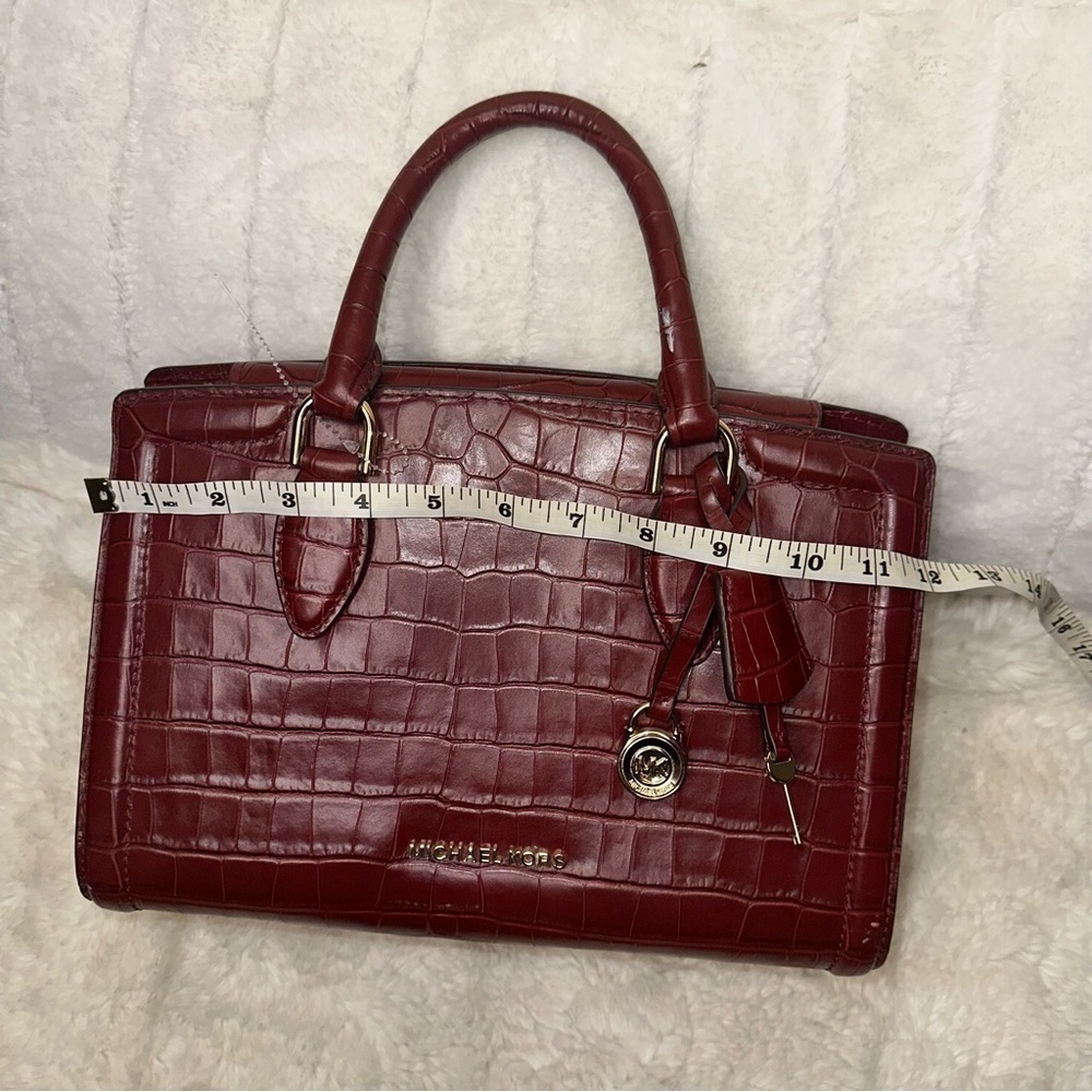 Michael kors Zoe Alligator Embossed Burgundy Bag - Picture 4 of 7